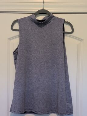 Ruby Ribbon Sleeveless Mock Neck Tank - Heathered Gray